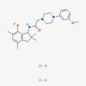 N-(7-hydroxy-2,2,4,6-tetramethyl-1,3-dihydroinden-1-yl)-2-[4-(3-methoxyphenyl)piperazin-1-yl]acetamide;dihydrochloride