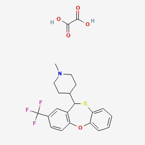 molecular formula C22H22F3NO5S B12760885 2-Trifluoromethyl-11-(1-methyl-4-piperidyl)-11H-dibenz(b,f)-1,4-oxathiepin oxalate hydrate CAS No. 82387-27-7