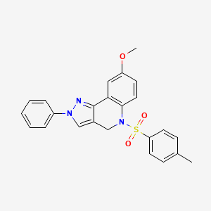 molecular formula C24H21N3O3S B12760906 2H-Pyrazolo(4,3-c)quinoline, 4,5-dihydro-8-methoxy-5-((4-methylphenyl)sulfonyl)-2-phenyl- CAS No. 103688-03-5