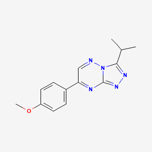 molecular formula C14H15N5O B12760908 1,2,4-Triazolo(4,3-b)(1,2,4)triazine, 7-(4-methoxyphenyl)-3-(1-methylethyl)- CAS No. 86870-04-4