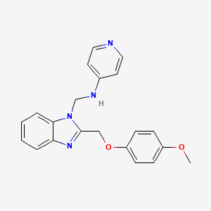 molecular formula C21H20N4O2 B12760930 Benzimidazole, 2-((p-methoxyphenoxy)methyl)-1-((2-pyridylamino)methyl)- CAS No. 84138-34-1