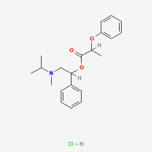 molecular formula C21H28ClNO3 B12761027 2-Phenoxypropionic acid alpha-((isopropylmethylamino)methyl)benzyl ester hydrochloride CAS No. 110246-50-9