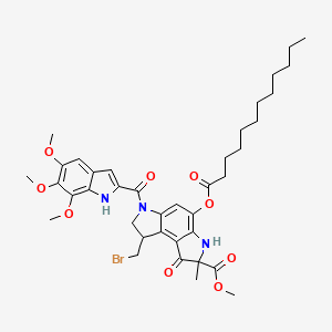 methyl 8-(bromomethyl)-4-dodecanoyloxy-2-methyl-1-oxo-6-(5,6,7-trimethoxy-1H-indole-2-carbonyl)-7,8-dihydro-3H-pyrrolo[3,2-e]indole-2-carboxylate