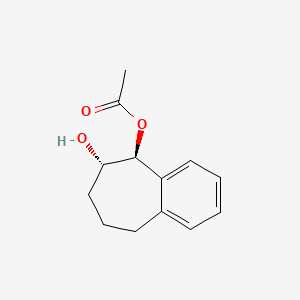 molecular formula C13H16O3 B12761270 trans-6,7,8,9-Tetrahydro-5H-benzocycloheptene-5,6-diol 5-acetate CAS No. 93640-71-2