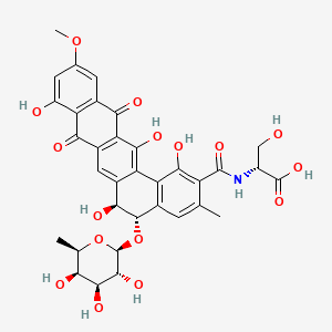 D-Serine, N-((5-((6-deoxy-beta-D-galactopyranosyl)oxy)-5,6,8,13-tetrahydro-1,6,9,14-tetrahydroxy-11-methoxy-3-methyl-8,13-dioxobenzo(a)naphthacen-2-yl)carbonyl)-, (5S-trans)-