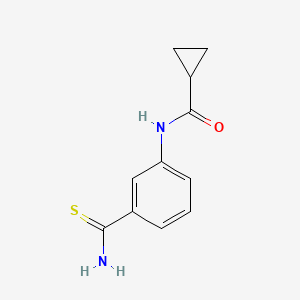 molecular formula C11H12N2OS B1276229 N-[3-(氨基羰基硫代)苯基]环丙烷甲酰胺 CAS No. 848369-77-7