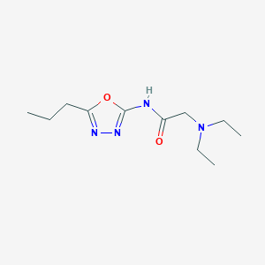 molecular formula C11H20N4O2 B127626 Acetamide, 2-(diethylamino)-N-(5-propyl-1,3,4-oxadiazol-2-yl)- CAS No. 147396-45-0