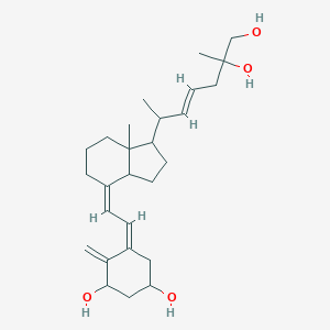 molecular formula C27H42O4 B127627 (5Z)-5-[(2Z)-2-[1-[(E)-6,7-dihydroxy-6-methylhept-3-en-2-yl]-7a-methyl-2,3,3a,5,6,7-hexahydro-1H-inden-4-ylidene]ethylidene]-4-methylidenecyclohexane-1,3-diol CAS No. 144300-56-1