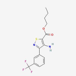 molecular formula C15H15F3N2O2S B12762780 Butyl 4-amino-3-(3-(trifluoromethyl)phenyl)isothiazole-5-carboxylate CAS No. 93923-94-5