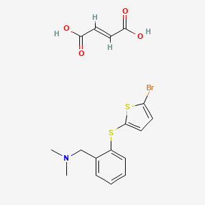 molecular formula C17H18BrNO4S2 B12762812 N,N-Dimethyl-2-(5-bromo-2-thienylthio)benzylamine maleate CAS No. 134478-68-5