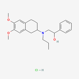 molecular formula C23H32ClNO3 B12762816 Benzenemethanol, alpha-((propyl(1,2,3,4-tetrahydro-6,7-dimethoxy-2-naphthalenyl)amino)methyl)-, hydrochloride CAS No. 116680-66-1