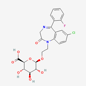 molecular formula C23H22ClFN2O8 B12762818 Hydroxyethylfurazepam glucuronide CAS No. 17617-57-1