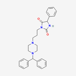 molecular formula C29H32N4O2 B12762828 3-(3-(4-(Diphenylmethyl)-1-piperazinyl)propyl)-5-phenylhydantoin CAS No. 109758-03-4