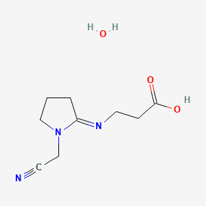 molecular formula C9H15N3O3 B12762834 N-(1-(Cyanomethyl)-2-pyrrolidinylidene)-beta-alanine hydrate CAS No. 91443-11-7