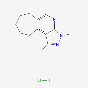 molecular formula C13H18ClN3 B12762839 3,6,7,8,9,10-Hexahydro-1,3-dimethylcyclohepta(d)pyrazolo(3,4-b)pyridine hydrochloride CAS No. 91623-84-6