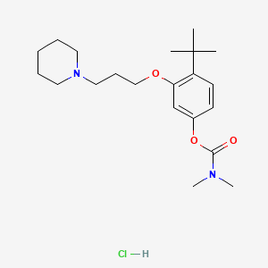 molecular formula C21H35ClN2O3 B12762850 Carbamic acid, dimethyl-, 4-(1,1-dimethylethyl)-3-(3-(1-piperidinyl)propoxy)phenyl ester, monohydrochloride CAS No. 118116-14-6