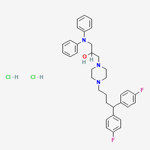 molecular formula C35H41Cl2F2N3O B12762875 1-Piperazineethanol, 4-(4,4-bis(4-fluorophenyl)butyl)-alpha-((diphenylamino)methyl)-, dihydrochloride CAS No. 143760-27-4