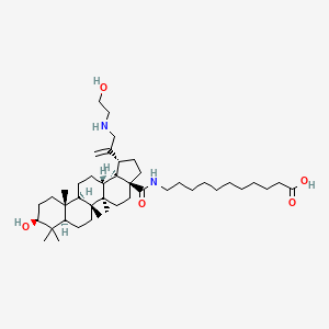 molecular formula C43H74N2O5 B12762882 N-(3beta-Hydroxy-30-((2'-hydroxyethyl)amino)lup-20(29)-en-28-oyl)-11-aminoundecanoic acid CAS No. 150840-88-3