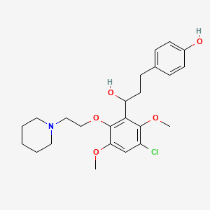 molecular formula C24H32ClNO5 B12762919 alpha-(3-Chloro-2,5-dimethoxy-6-(2-(1-piperidinyl)ethoxy)phenyl)-4-hydroxybenzenepropanol CAS No. 88770-82-5