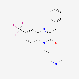 molecular formula C21H22F3N3O B12762937 2(1H)-Quinoxalinone, 1-(3-(dimethylamino)propyl)-3-(phenylmethyl)-6-(trifluoromethyl)- CAS No. 117928-86-6