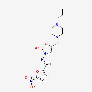 molecular formula C16H23N5O5 B12762938 3-((5-Nitro-2-furfurylidene)amino)-5-(4-propyl-1-piperazinylmethyl)-2-oxazolidinone CAS No. 94374-28-4