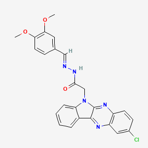 molecular formula C25H20ClN5O3 B12762959 2-Chloro-6H-indolo(2,3-b)quinoxaline-6-acetic acid ((3,4-dimethoxyphenyl)methylene)hydrazide CAS No. 109322-04-5