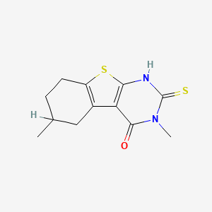 molecular formula C12H14N2OS2 B12762982 3,6-Dimethyl-2,3,5,6,7,8-hexahydro-2-thioxo-(1)benzothieno(2,3-d)pyrimidin-4(1H)-one CAS No. 132605-21-1