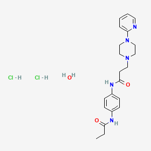 N-[4-(propanoylamino)phenyl]-3-(4-pyridin-2-ylpiperazin-1-yl)propanamide;hydrate;dihydrochloride