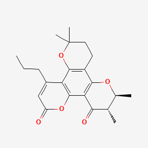 molecular formula C22H26O5 B12762986 (-)-7,8-Dihydro-12-oxocalanolide B CAS No. 4867-21-4