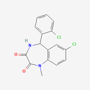 molecular formula C16H12Cl2N2O2 B12762990 7-Chloro-1-methyl-5-(2-chlorophenyl)-4,5-dihydro-2H-1,4-benzodiazepine-2,3(1H)-dione 