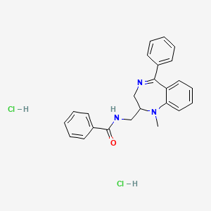 molecular formula C24H25Cl2N3O B12763024 1-Methyl-2-benzoylaminomethyl-5-phenyl-1H-2,3-dihydro-1,4-benzodiazepine dihydrochloride CAS No. 83736-21-4