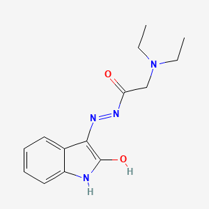 molecular formula C14H18N4O2 B12763047 Glycine, N,N-diethyl-, (2-oxo-3-indolinylidene)hydrazide, (Z)- CAS No. 86873-10-1