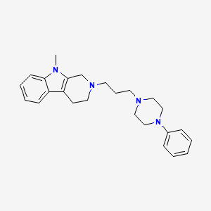 molecular formula C25H32N4 B12763095 1H-Pyrido(3,4-b)indole, 2,3,4,9-tetrahydro-9-methyl-2-(3-(4-phenyl-1-piperazinyl)propyl)- CAS No. 184691-60-9