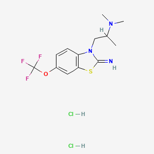 molecular formula C13H18Cl2F3N3OS B12763122 (RS)-3-(2-Dimethylaminopropyl)-2-imino-6-trifluoromethoxybenzothiazoline dihydrochloride CAS No. 130997-54-5