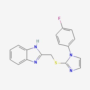 molecular formula C17H13FN4S B12763145 1H-Benzimidazole, 2-(((1-(4-fluorophenyl)-1H-imidazol-2-yl)thio)methyl)- CAS No. 123823-67-6