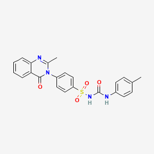 molecular formula C23H20N4O4S B12763177 Benzenesulfonamide, 4-(2-methyl-4-oxo-3(4H)-quinazolinyl)-N-(((4-methylphenyl)amino)carbonyl)- CAS No. 113849-21-1