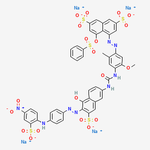 2,7-Naphthalenedisulfonic acid, 4-((4-((((5-hydroxy-6-((4-((4-nitro-2-sulfophenyl)amino)phenyl)azo)-7-sulfo-2-naphthalenyl)amino)carbonyl)amino)-5-methoxy-2-methylphenyl)azo)-5-((phenylsulfonyl)oxy)-, sodium salt