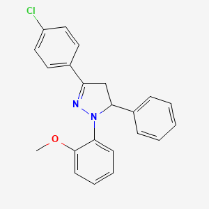 molecular formula C22H19ClN2O B12763210 3-(p-Chlorophenyl)-1-(o-methoxyphenyl)-5-phenyl-2-pyrazoline CAS No. 109333-37-1