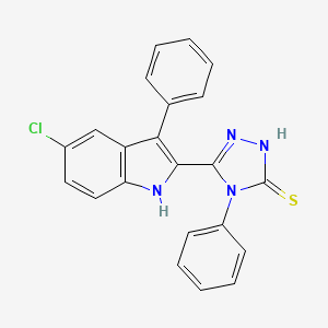 molecular formula C22H15ClN4S B12763219 2,4-Dihydro-5-(5-chloro-3-phenyl-1H-indol-2-yl)-4-phenyl-3H-1,2,4-triazole-3-thione CAS No. 126016-38-4