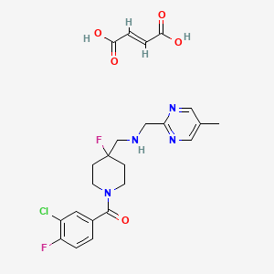 (E)-but-2-enedioic acid;(3-chloro-4-fluorophenyl)-[4-fluoro-4-[[(5-methylpyrimidin-2-yl)methylamino]methyl]piperidin-1-yl]methanone