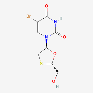 molecular formula C8H9BrN2O4S B12763256 Oxathiolan, 5BrU-(-)-alpha CAS No. 149819-49-8