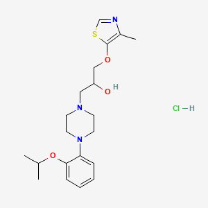 molecular formula C20H30ClN3O3S B12763264 3-(4-o-Isopropoxyphenylpiperazin-1-yl)-1-(4-methylthiazolyl-5-oxy)propan-2-ol hydrochloride CAS No. 136996-78-6