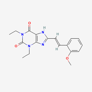 molecular formula C18H20N4O3 B12763337 (E)-1,3-Diethyl-8-(2-methoxystyryl)xanthine CAS No. 155271-38-8