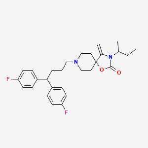 molecular formula C28H34F2N2O2 B12763418 8-(4,4-Bis(4-fluorophenyl)butyl)-3-butyl-4-methylene-1-oxa-3,8-diazaspiro(4.5)decan-2-one CAS No. 134069-89-9