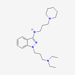 molecular formula C22H37N5 B12763424 1H-Indazole-1-propanamine, N,N-diethyl-3-((3-(1-piperidinyl)propyl)amino)- CAS No. 88836-97-9