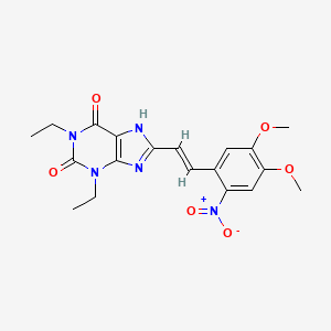 molecular formula C19H21N5O6 B12763446 (E)-8-(4,5-Dimethoxy-2-nitrostyryl)-1,3-diethylxanthine CAS No. 155271-54-8