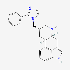 molecular formula C25H26N4 B12763461 (5R,8S,10R)-6-Methyl-8-((2-phenyl-1H-imidazol-1-yl)methyl)ergoline CAS No. 115178-34-2