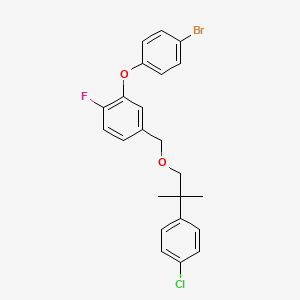 molecular formula C23H21BrClFO2 B12763474 Benzene, 2-(4-bromophenoxy)-1-fluoro-4-((2-(4-chlorophenyl)-2-methylpropoxy)methyl)- CAS No. 83492-83-5