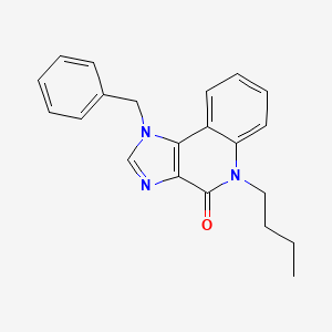 molecular formula C21H21N3O B12763528 4H-Imidazo(4,5-c)quinolin-4-one, 1,5-dihydro-5-butyl-1-(phenylmethyl)- CAS No. 133305-98-3