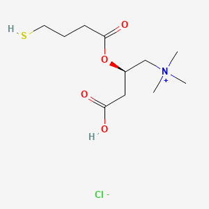 molecular formula C11H22ClNO4S B12763588 (R)-3-Carboxy-2-(4-mercapto-1-oxobutoxy)-N,N,N-trimethyl-1-propanaminium chloride CAS No. 83544-81-4